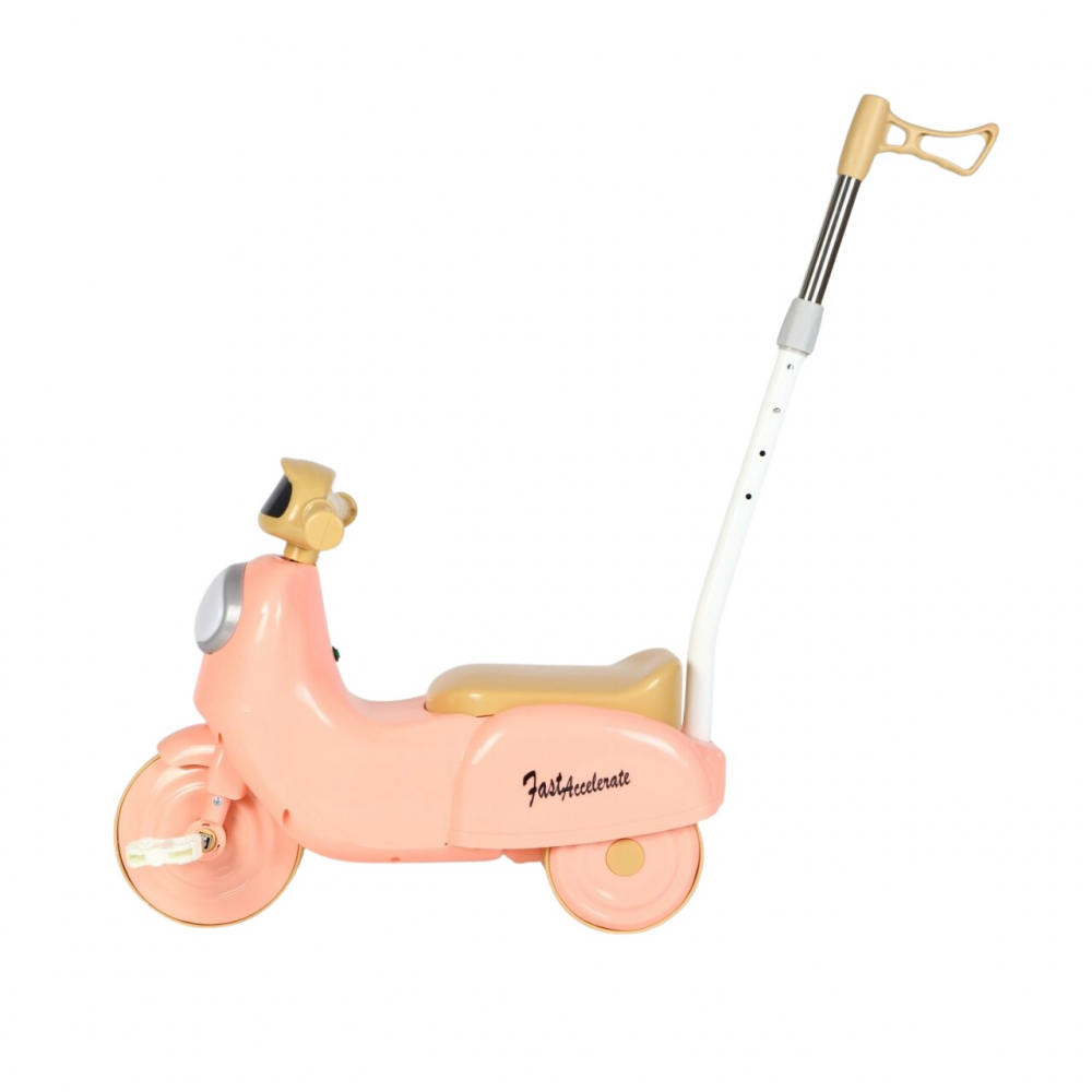 Motocicleta cu pedale pentru copii Nichiduta 3in1 Fast Pink cu maner parental detasabil,far cu lumina LED,muzica,spatiu de depozitare,structura stabila,sistem antirasturnare,roti rezistente,unghi de viraj limitat - 3
