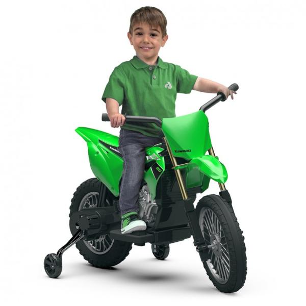 Motocicleta electrica pentru copii Injusa licenta Kawasaki KX85, 6V, include roti ajutatoare, 2-5 ani - 3