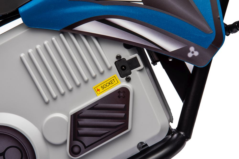 Motocicleta electrica pentru copii A9901 Blue cu suspensii, roti pneumatice, motor de 350W, baterie de 2x18V9Ah, viteza 8-15 kmh, franare automata la eliberarea pedalei de acceleratie - 2