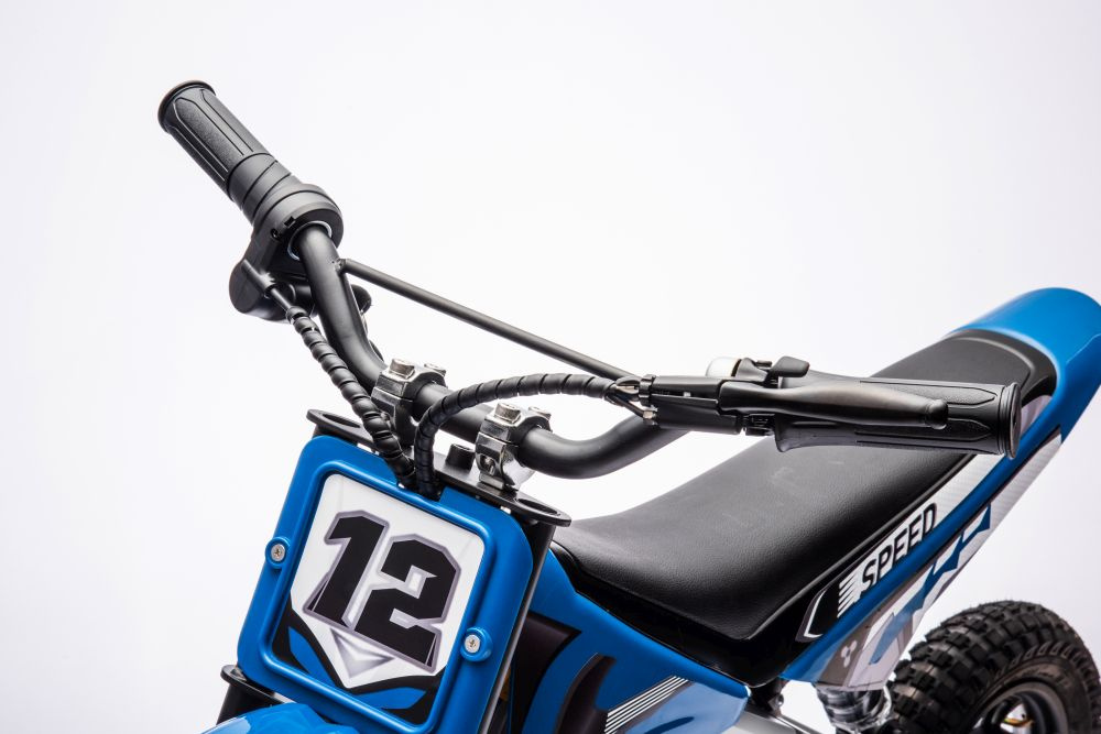 Motocicleta electrica pentru copii A9901 Blue cu suspensii, roti pneumatice, motor de 350W, baterie de 2x18V9Ah, viteza 8-15 kmh, franare automata la eliberarea pedalei de acceleratie - 3