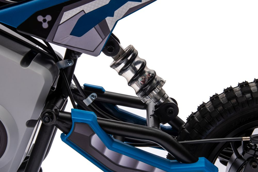 Motocicleta electrica pentru copii A9901 Blue cu suspensii, roti pneumatice, motor de 350W, baterie de 2x18V9Ah, viteza 8-15 kmh, franare automata la eliberarea pedalei de acceleratie - 5