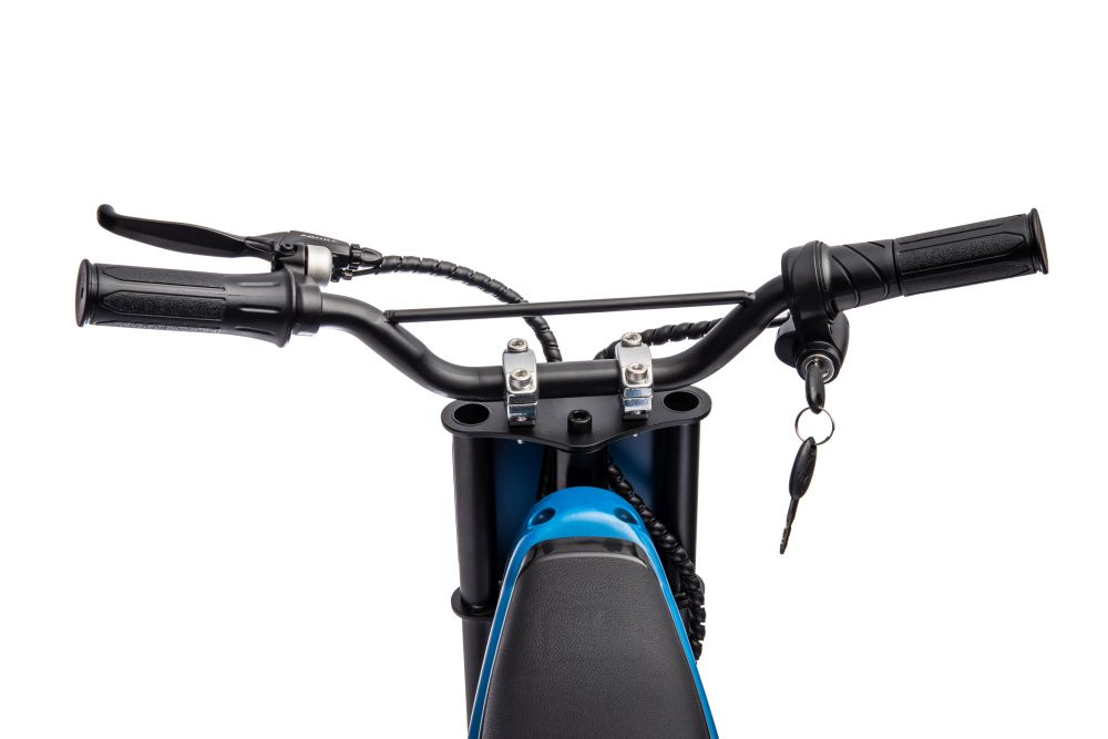Motocicleta electrica pentru copii A9901 Blue cu suspensii, roti pneumatice, motor de 350W, baterie de 2x18V9Ah, viteza 8-15 kmh, franare automata la eliberarea pedalei de acceleratie - 6