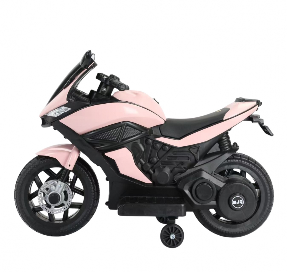 Motocicleta electrica pentru copii Nichiduta Storm Pink motor 38w,scaun confortabil din piele ecologica,roti ajutatoare,oglinzi retrovizoare,lumini LED,muzica,pornire la buton,suport picioare,manere ergonomice