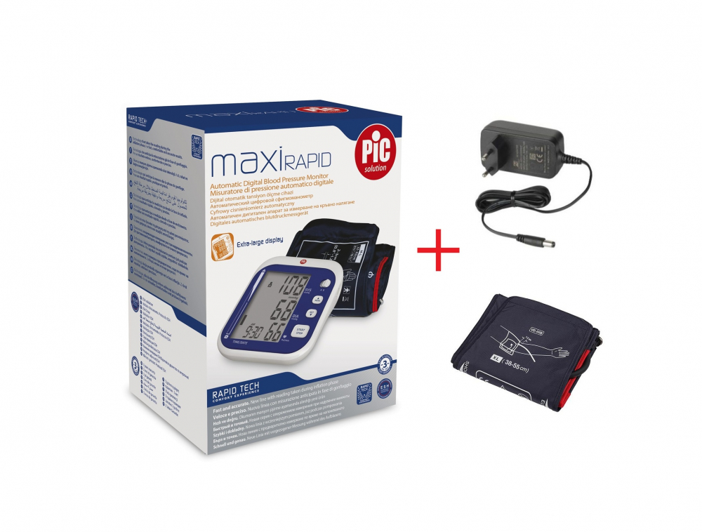Tensiometru digital pentru brat Mxi Rapid manseta de schimb pentru tensiometre brat, masura XL (38-55cm) si adaptor