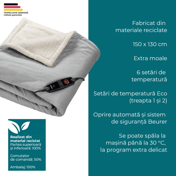 Patura electrica gri deschis Green Planet Beurer HD 81 - 2