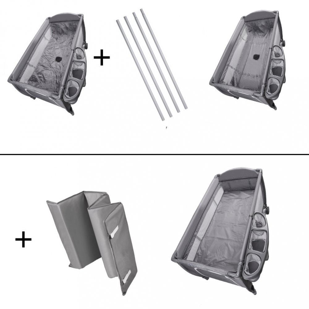 Patut de calatorie multifunctional pentru copii, pliabil, pe doua nivele, cadru stabil din aluminiu, accesorii incluse, cu saltea 60 x 120 x 1cm si geanta de depozitare inclusa - 2