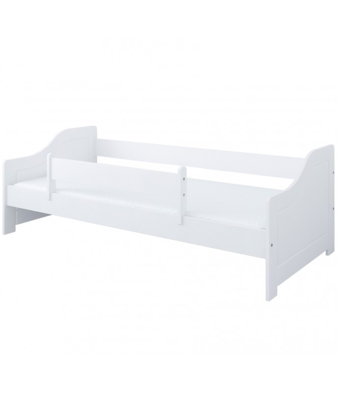 Patut din lemn si MDF Nichiduta Lili Alb 140x80 cm + bariera de siguranta 90 cm,margini rotunjite,materiale si vopsele sigure pentru copii - 2