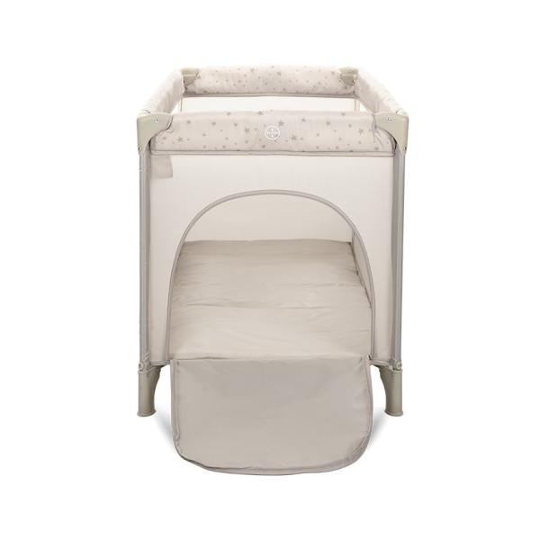 Patut pliabil pentru copii Lorelli Carina Beige Stars, 2 nivele, deschidere laterala cu fermoar, prevazut cu roti cu frana - 3