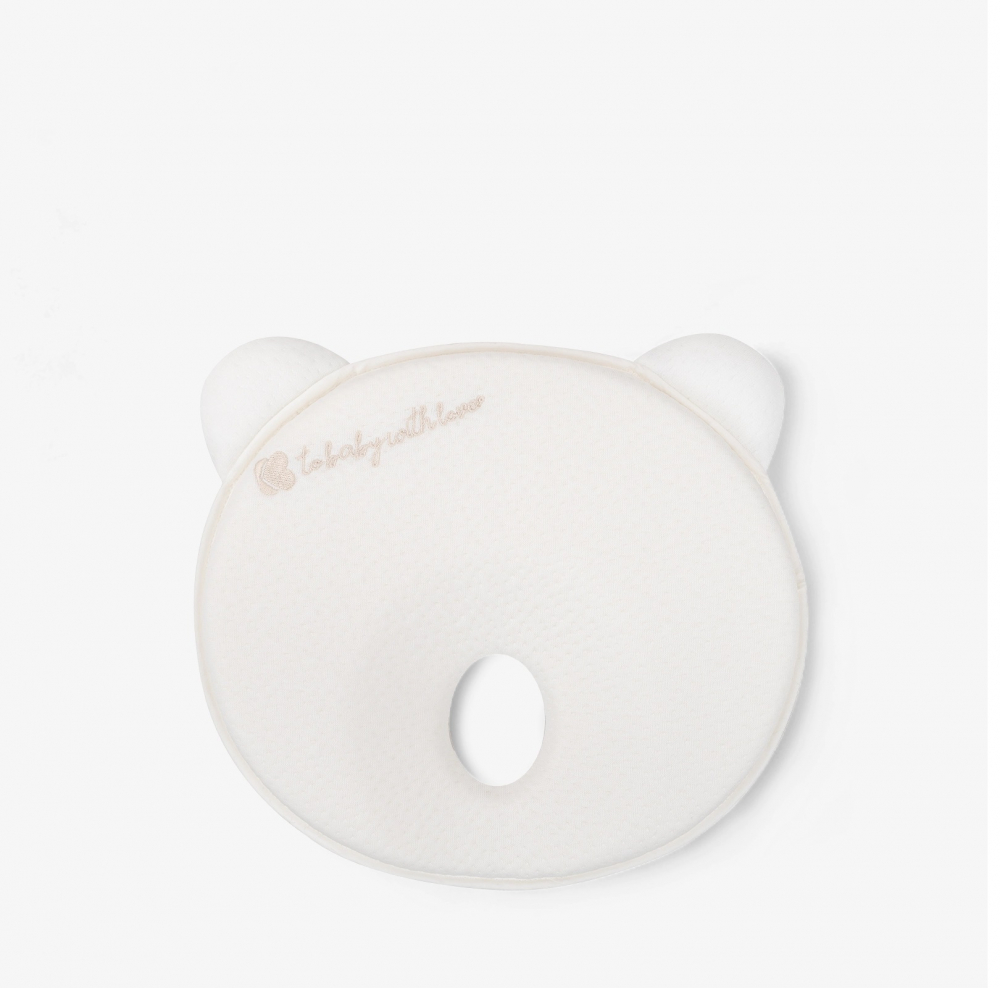 Pernuta pentru formarea capului KikkaBoo Airknit Bear White cu spuma memory,material premium respirabil,hipoalergenic