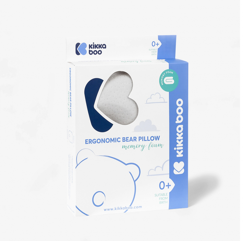 Pernuta pentru formarea capului KikkaBoo Airknit Bear White cu spuma memory,material premium respirabil,hipoalergenic - 1