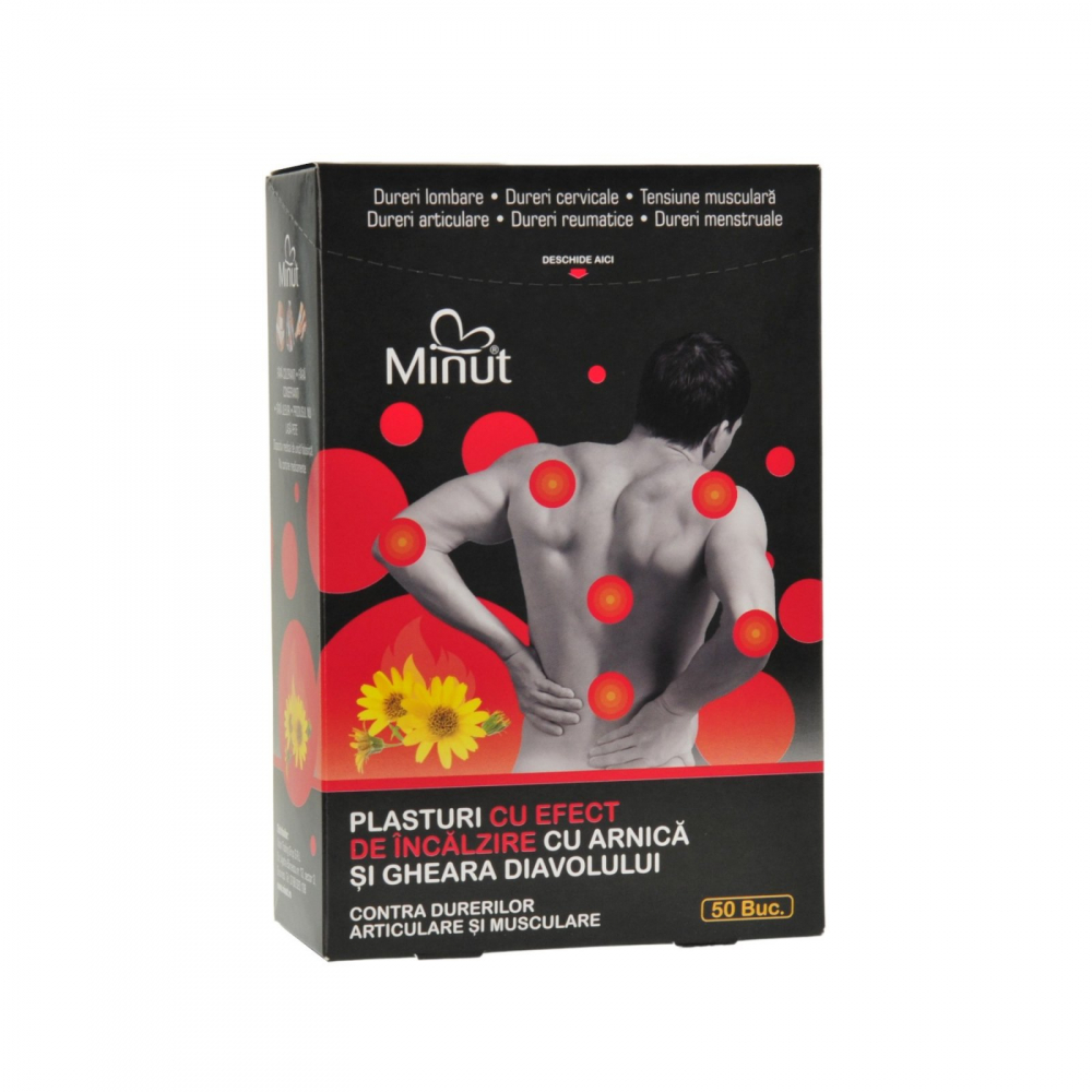 Plasture cu Arnica si Gheara Diavolului cu efect de incalzire 9x14 cm Minut