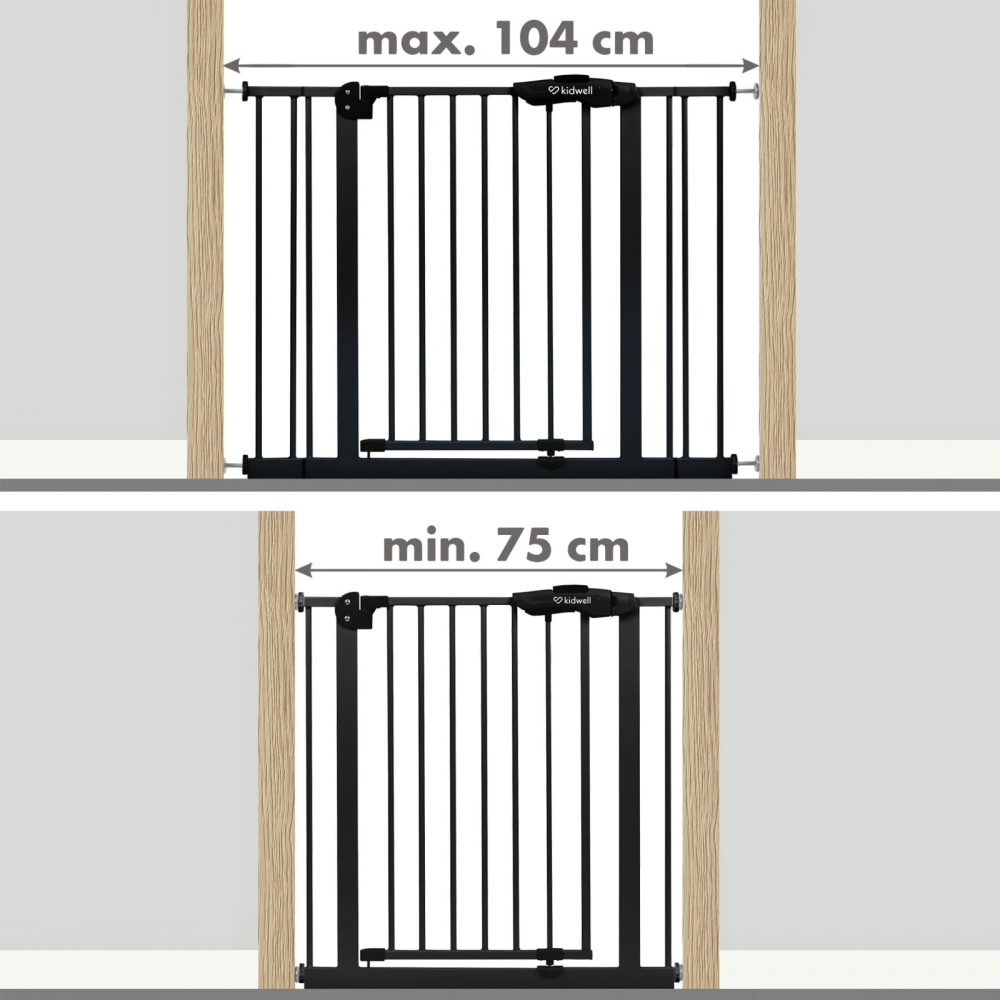Poarta de siguranta Kidwell Guarda din otel, functie auto close, 75-104 cm, Negru - 2 | YEO