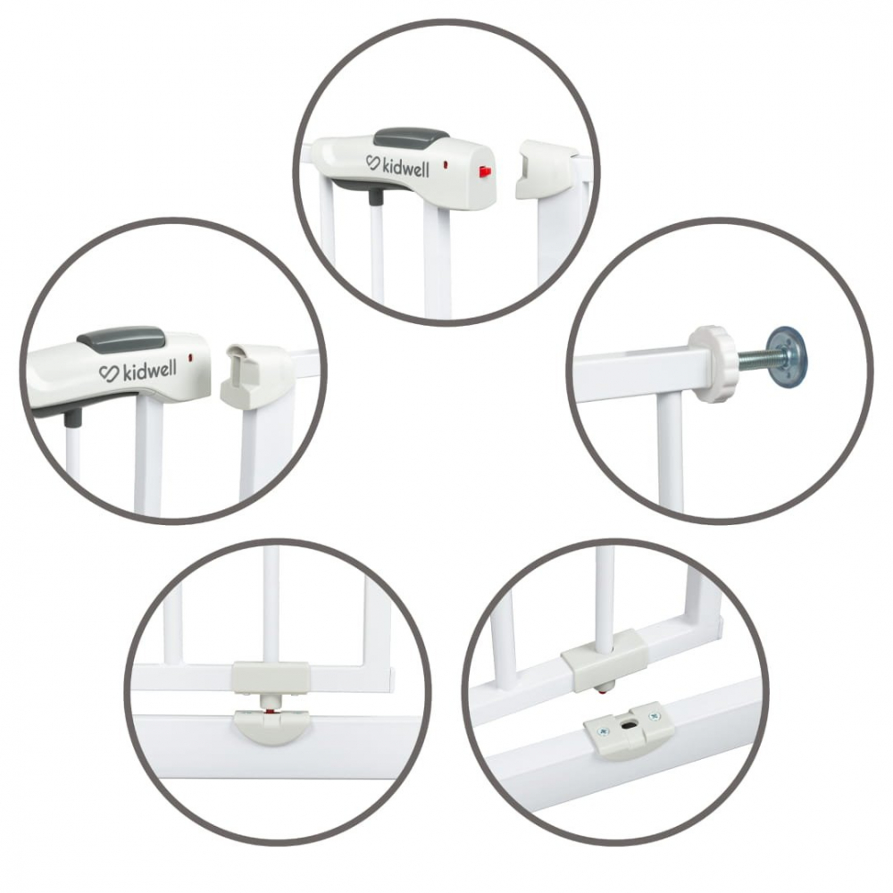 Poarta de siguranta Kidwell Guarda din otel, functie auto close, 75-104 cm, Alb - 2 | YEO