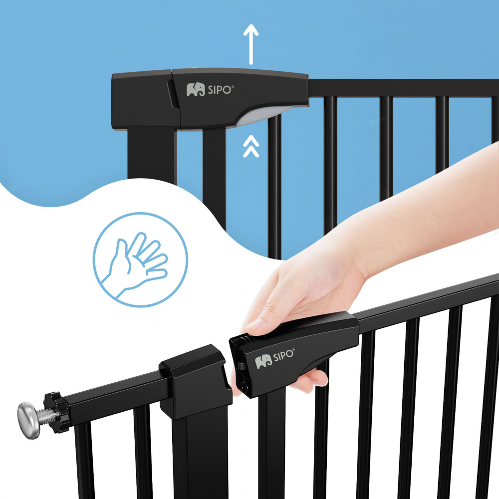 Poarta de siguranta pentru scari Sipo Black operare cu o mana 75-103 cm - 2 | YEO