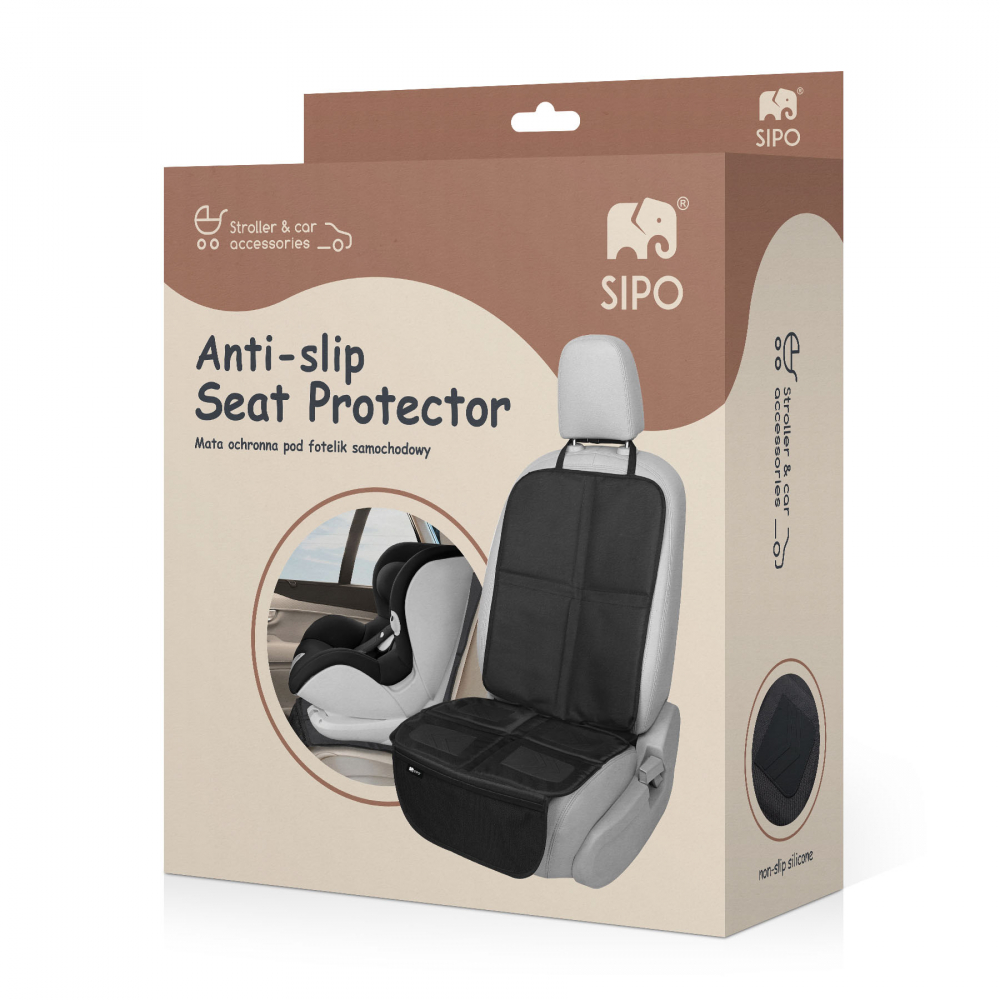 Protectie scaun auto cu strat antialunecare din silicon Sipo Negru