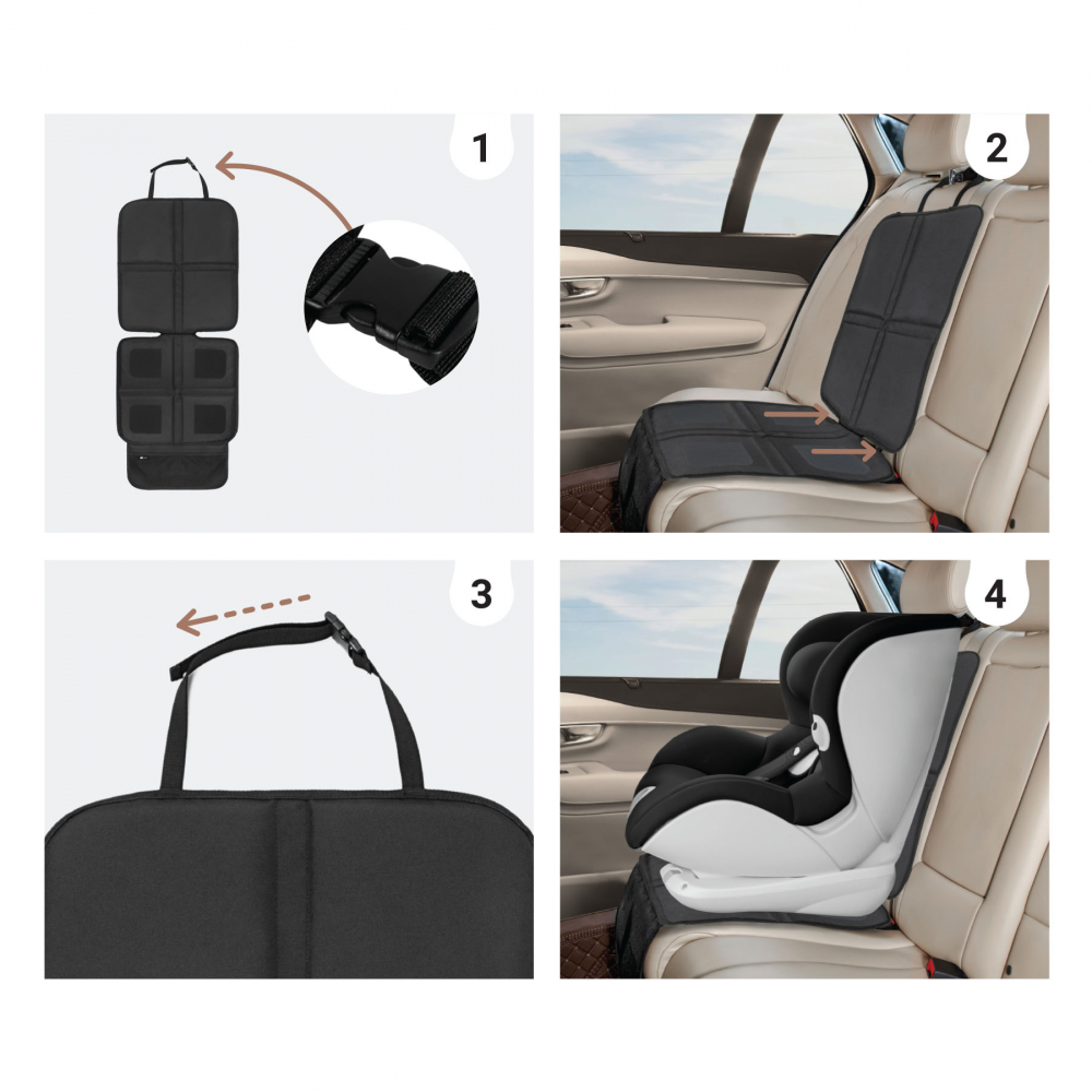 Protectie scaun auto cu strat antialunecare din silicon Sipo Negru - 1