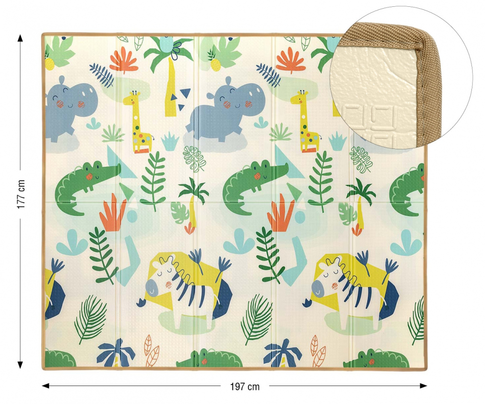 Saltea pliabila de joaca cu fata dubla 197x177 cm Savanna and Tree - 2 | YEO