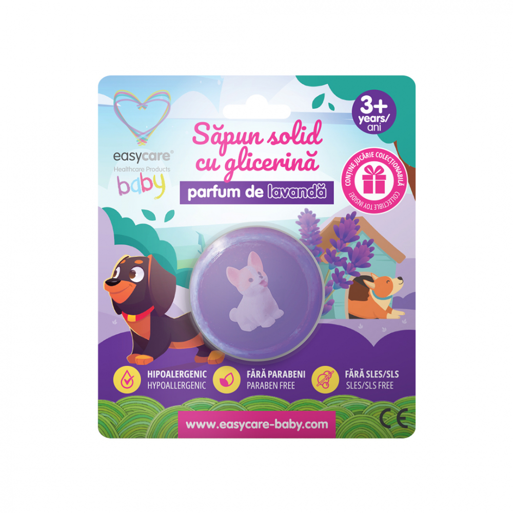 Sapun solid cu glicerina si jucarie pentru copii, parfum lavanda 100g Easycare Baby - 1 | YEO