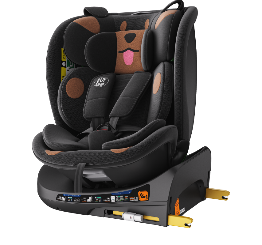 Scaun auto Buf Boof B-Joy Deluxe BlackDog iSize cu isofix, pozitie somn 155 grade, rotativ 360 grade, 40-150 cm - 6