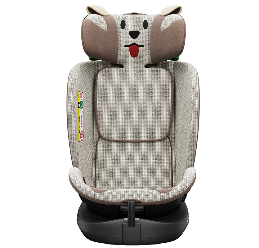 Scaun auto Buf Boof B-Joy Deluxe BrownDog iSize cu isofix, pozitie somn 155 grade, rotativ 360 grade, 40-150 cm - 2