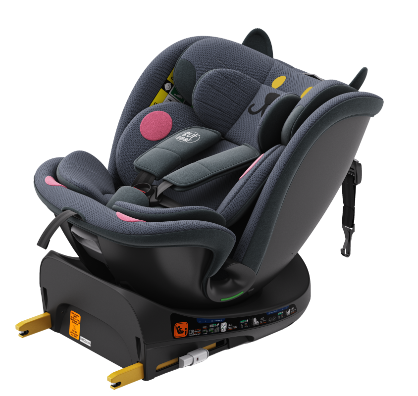 Scaun auto Buf Boof B-Joy Deluxe DarkGreyCat iSize cu isofix, pozitie somn 155 grade, rotativ 360 grade, 40-150 cm