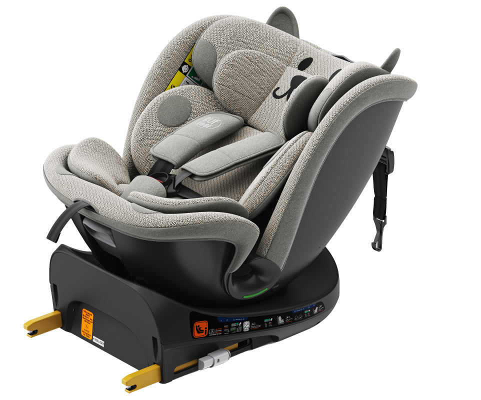 Scaun auto Buf Boof B-Joy Deluxe LightGreyCat iSize cu isofix, pozitie somn 155 grade, rotativ 360 grade, 40-150 cm
