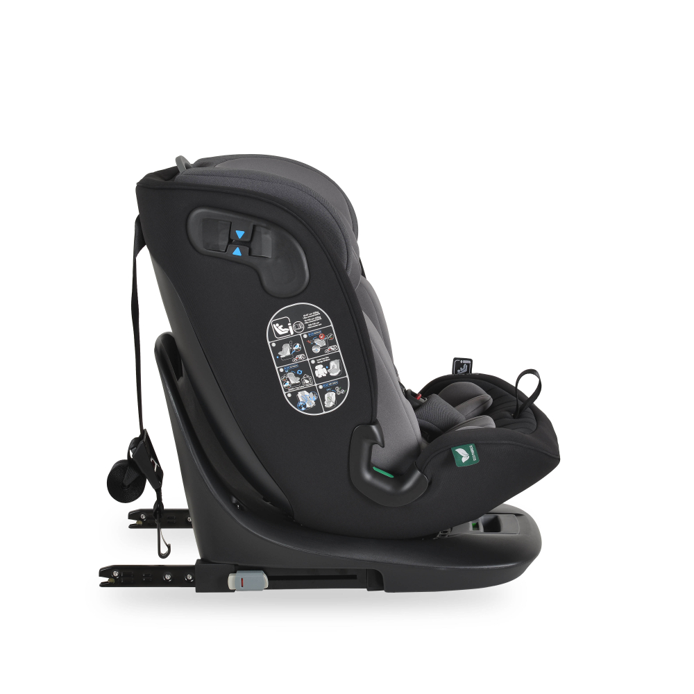 Scaun auto copii Cangaroo i-size GTS Charcoal Grey 40-150 cm,design ergonomic sleep comfort,fixare isofix,sistem ventilatie,sezut rotativ,top tether,tetiera si spatar reglabile,certificare R129,salteluta reductor - 1