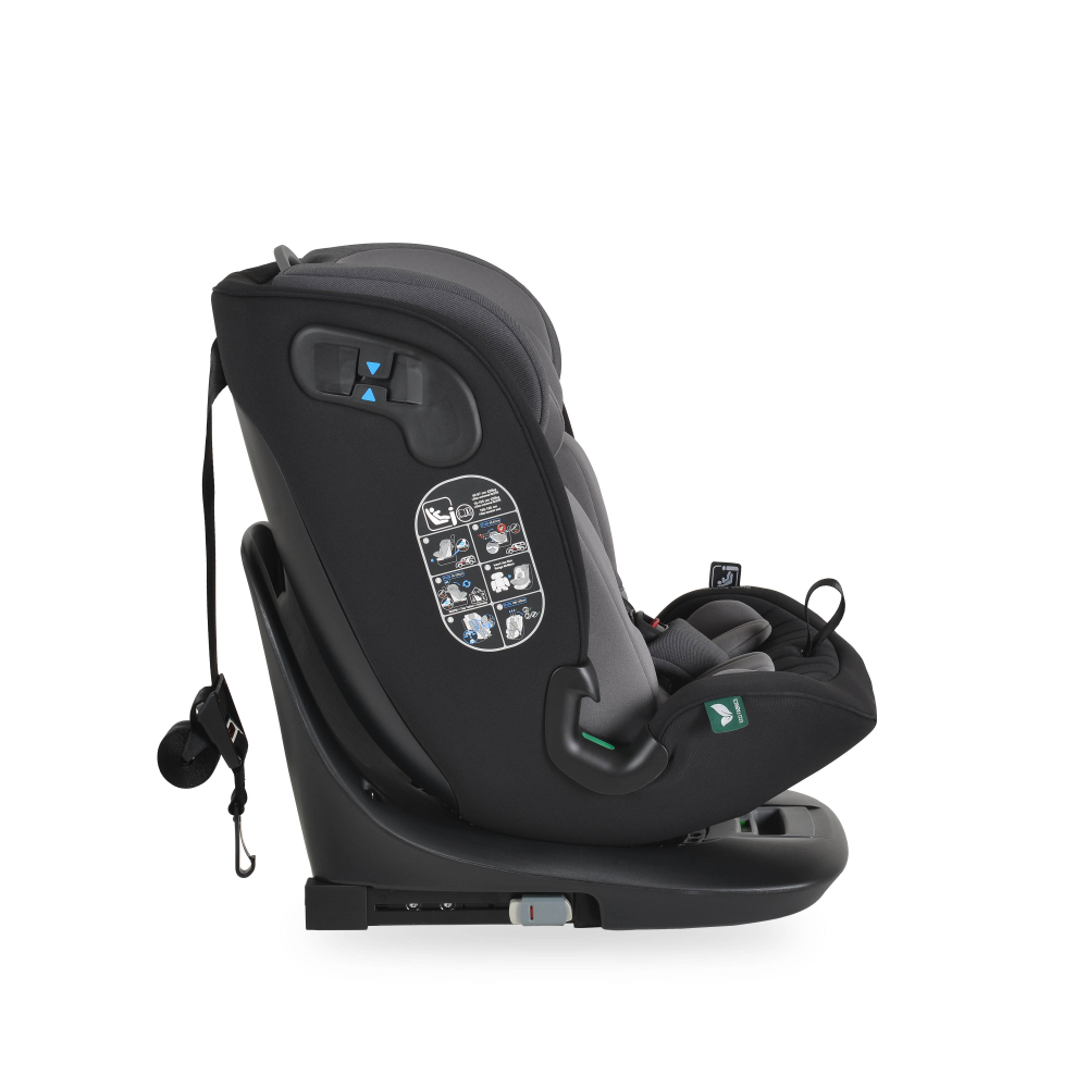 Scaun auto copii Cangaroo i-size GTS Charcoal Grey 40-150 cm,design ergonomic sleep comfort,fixare isofix,sistem ventilatie,sezut rotativ,top tether,tetiera si spatar reglabile,certificare R129,salteluta reductor - 2