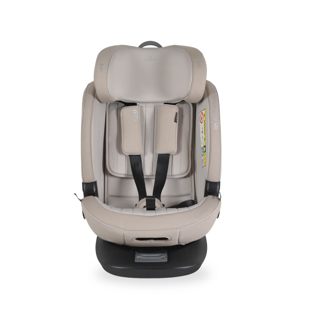 Scaun auto copii Cangaroo i-size GTS Sandstone 40-150 cm,design ergonomic sleep comfort,fixare isofix,sistem ventilatie,sezut rotativ,top tether,tetiera si spatar reglabile,certificare R129,salteluta reductor - 2
