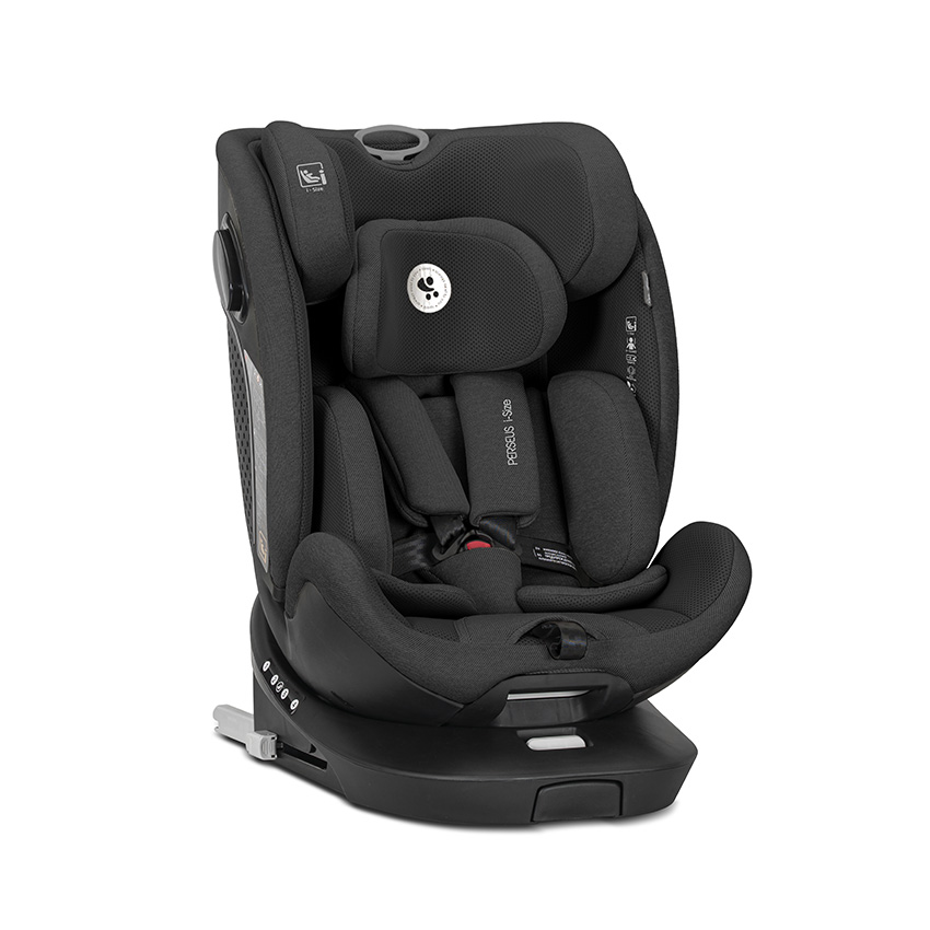 Scaun auto pentru copii Lorelli Perseus Black i-Size, isofix, baza rotativa, picior de sprijin, EPS Memory, panou de ventilatie, SPS, 0 luni-12 ani, 40-150 cm