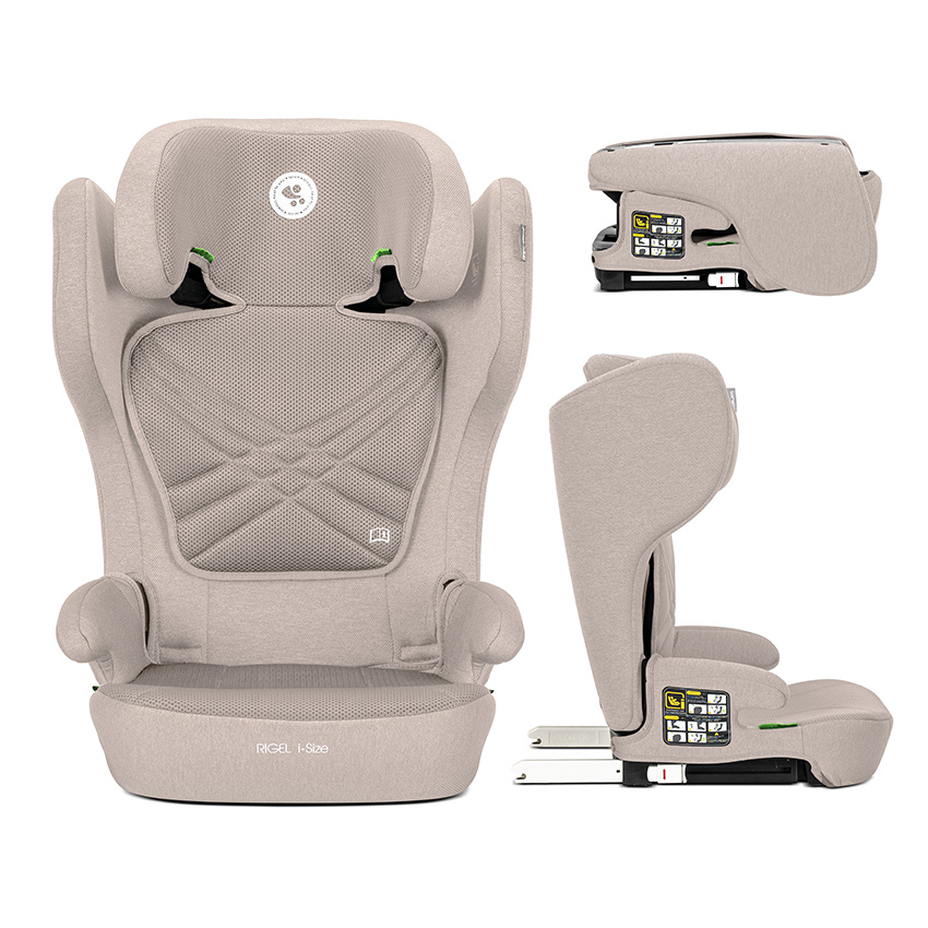 Scaun auto pentru copii Lorelli Rigel Beige i-Size, isofix, pliabil pentru depozitare usoara, tetiera reglabila, 3 ani-12 ani, 100-150 cm - 2