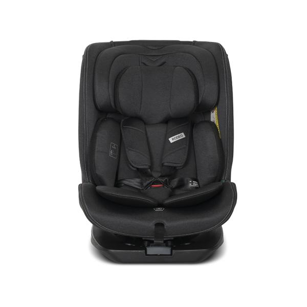Scaun auto pentru copii Lorelli Rodeo Black i-Size, isofix, rotativ, protectie SPS la impact lateral, 0 luni-12 ani, 40-150 cm