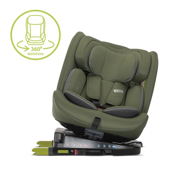 Scaun auto pentru copii Lorelli Rodeo Green Grey i-Size, isofix, rotativ, protectie SPS la impact lateral, 0 luni-12 ani, 40-150 cm - 1