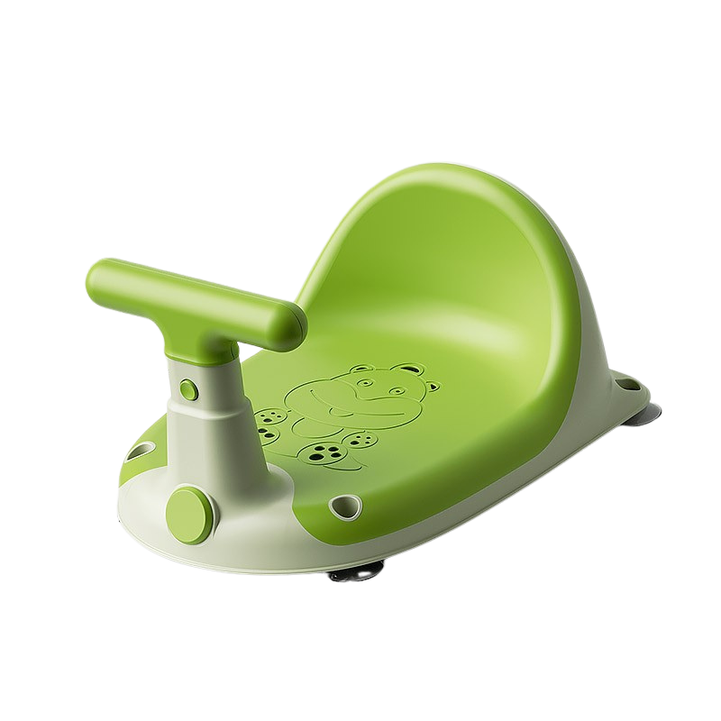 Scaun de baie bebelusi Little Mom Green, cu spatar si ghidon de sustiere, margini rotunjite si fixare cu ventuze, compatibilitate universala, dimensiune 37 x 27.2 x 20.6 cm - 1 | YEO