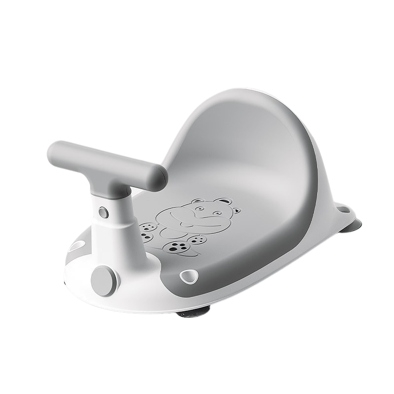 Scaun de baie bebelusi Little Mom Grey, cu spatar si ghidon de sustiere, margini rotunjite si fixare cu ventuze, compatibilitate universala, dimensiune 37 x 27.2 x 20.6 cm - 1 | YEO