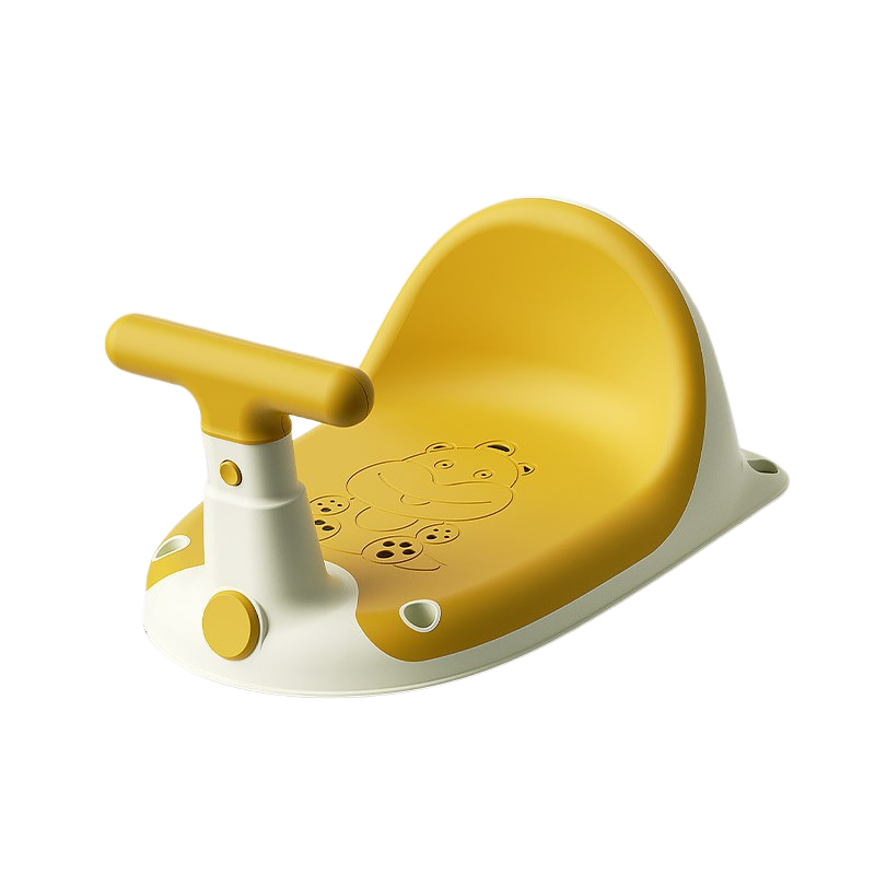 Scaun de baie bebelusi Little Mom Yellow, cu spatar si ghidon de sustiere, margini rotunjite si fixare cu ventuze, compatibilitate universala, dimensiune 37 x 27.2 x 20.6 cm - 1 | YEO