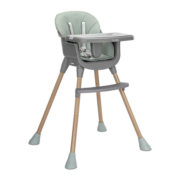 Scaun inalt de masa pentru copii Lorelli Vanilla Green 3 in 1, varsta 6 luni - 6 ani, greutate admisa 26 kg