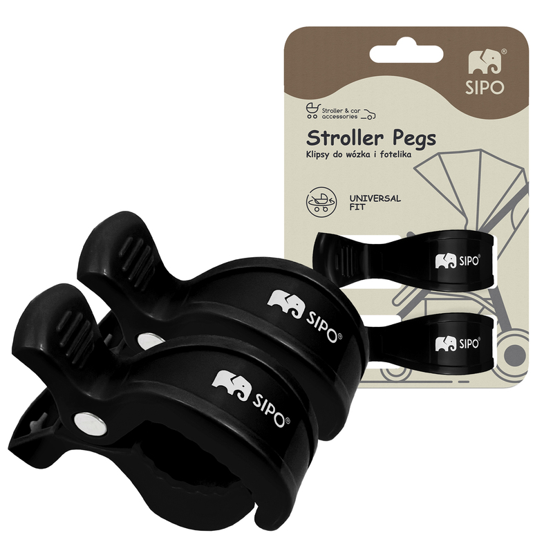 Set 2 cleme multifunctionale pentru carucior Sipo Negru - 4