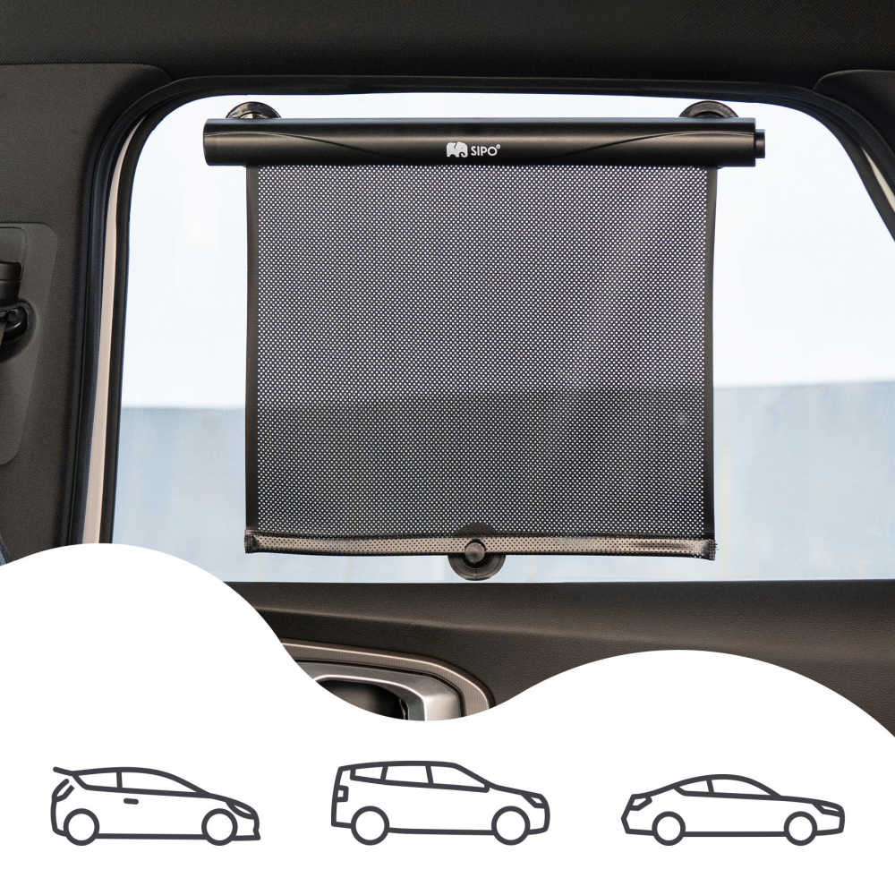 Set 2 parasolare tip rulou pentru geam auto Sipo Negru - 2