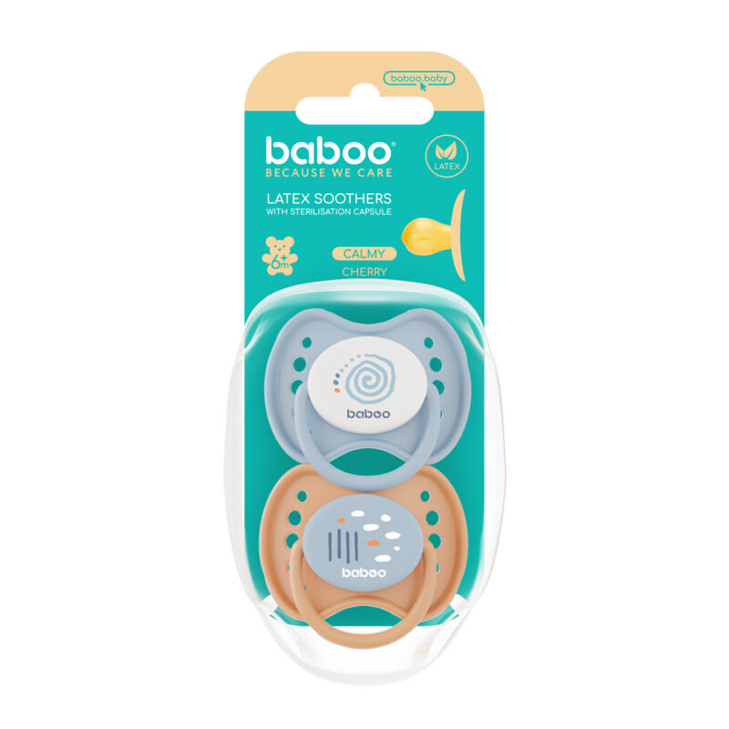 Set 2 suzete rotunde din latex Calmy Baboo Bleu 0 luni+ - 3 | YEO
