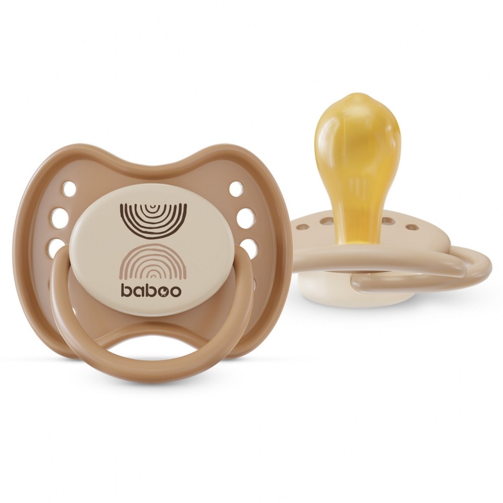 Set 2 suzete rotunde din latex Calmy Baboo Maro 0 luni+ - 2 | YEO