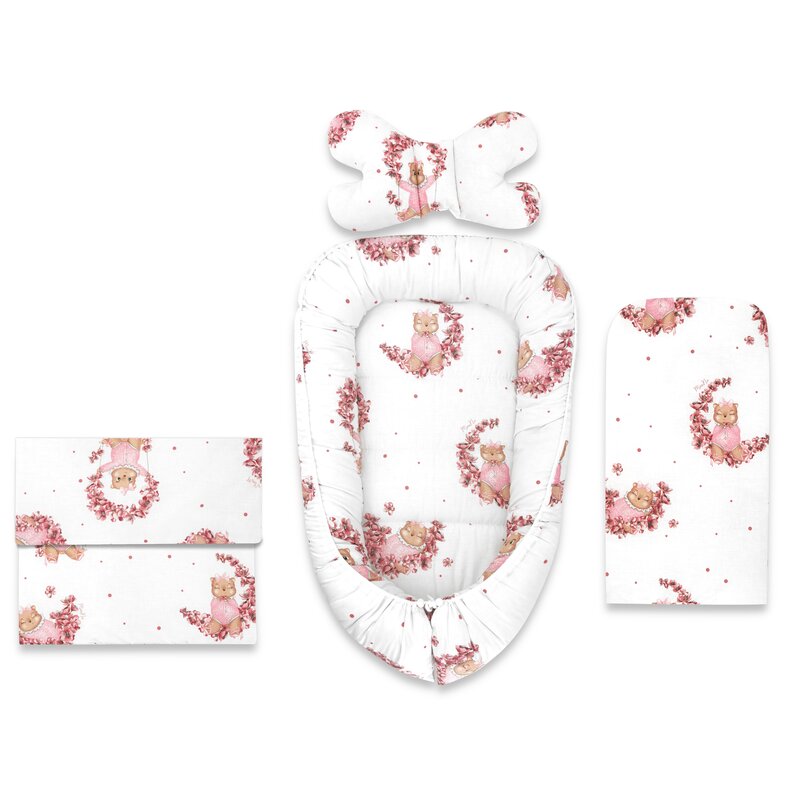 Set 4 in 1 Cosulet bebelus MimiNu, Baby Cocoon 75x55 cm, husa bumbac, din bumbac, cu paturica 50x70 cm si salteluta - 3