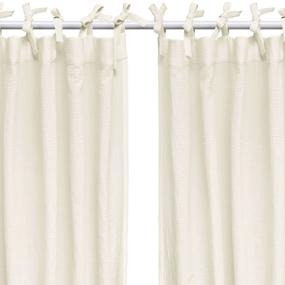Set draperii din muselina organica, Little Amy, Crem, 125x240 cm, 2 bucati - 1