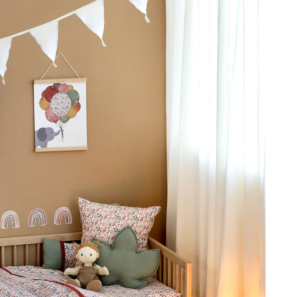 Set draperii din muselina organica, Little Amy, Crem, 125x240 cm, 2 bucati