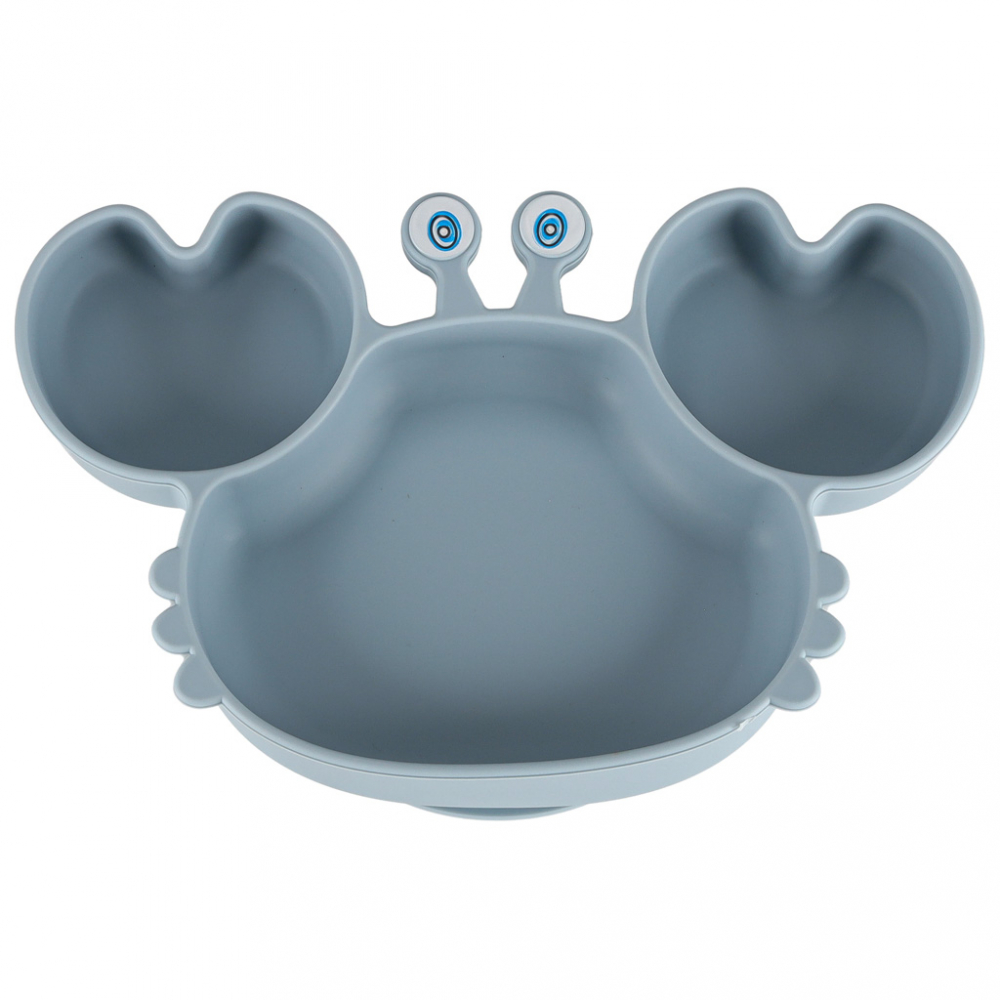 Set complet de hranire copii, Ikonka, cu 9 piese din silicon, pentru diversificare hrana, bleumarin Crab - 1 | YEO