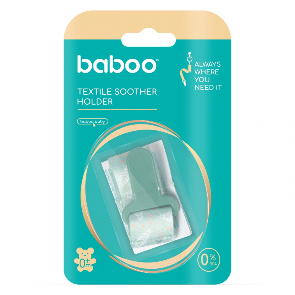 Suport pentru suzeta din material textil Baboo Verde 0 luni+ - 1 | YEO