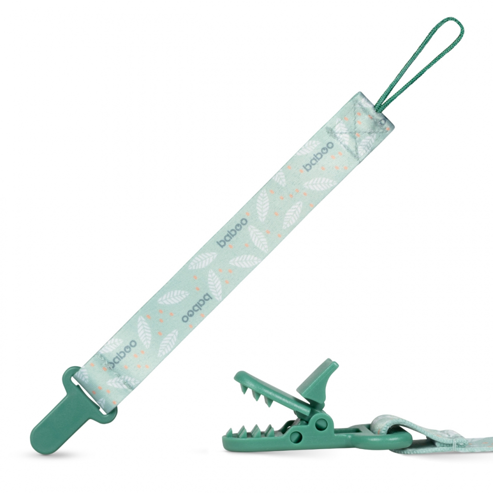 Suport pentru suzeta din material textil Baboo Verde 0 luni+ - 3 | YEO