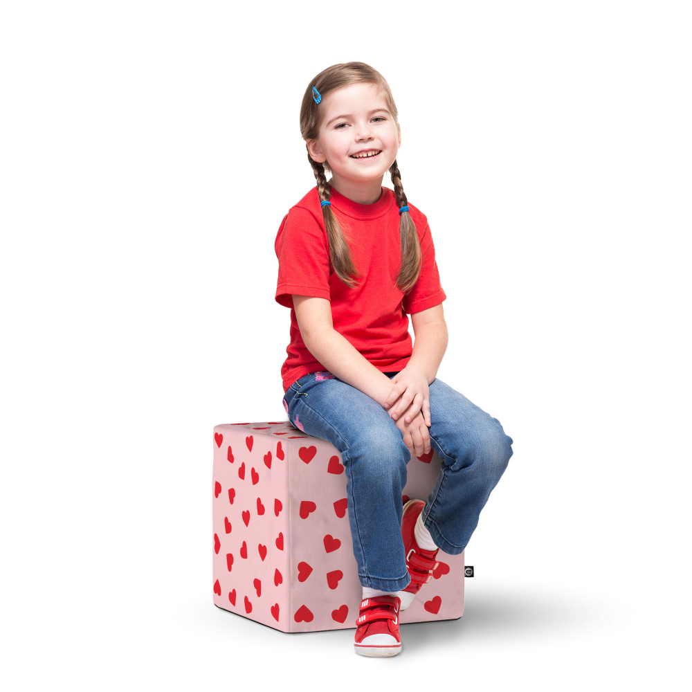 Taburet Updeco cub L Inimi fundal roz