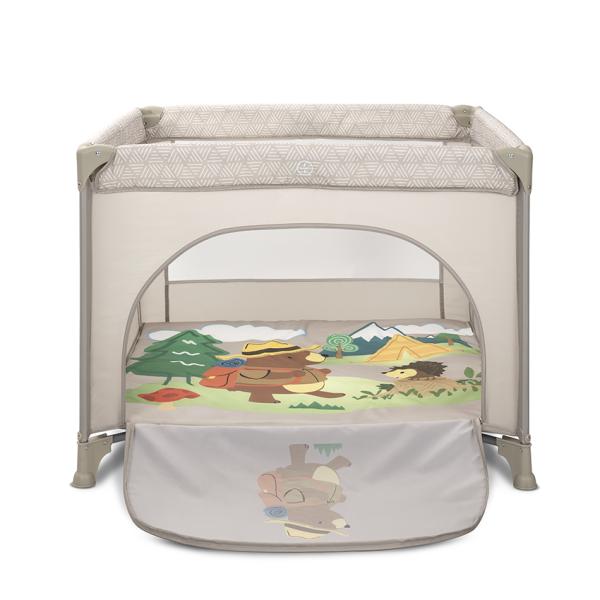 Tarc de joaca Lorelli Play N Relax Beige Camping 100x100x75 cm, deschidere laterala cu fermoar, geanta de transport - 4