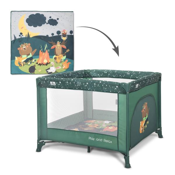 Tarc de joaca Lorelli Play N Relax Green Night 100x100x75 cm, deschidere laterala cu fermoar, geanta de transport - 6